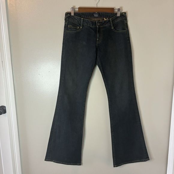 Von Dutch Women’s Wide Flare Jeans Dark Wash Low Rise Denim Pants Size 2… - Picture 1 of 7